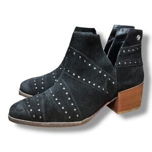 Roxy Black Suede Leather Studded Booties Lexie J Size 8 / EU 38